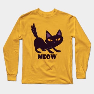 Cat with "MEOW" phrase Cool Tee design Long Sleeve T-Shirt